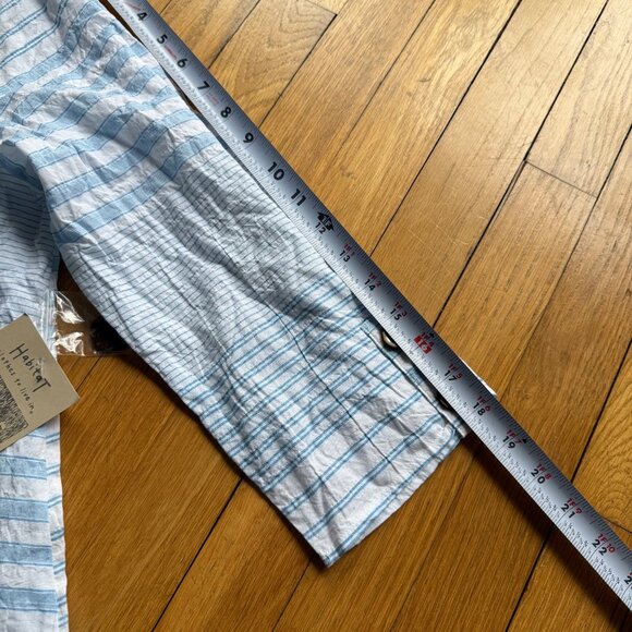 Habitat Size S NEW Turquoise & White Stripe 3/4 Sleeve Button-Front Tunic Jacket - Picture 11 of 16